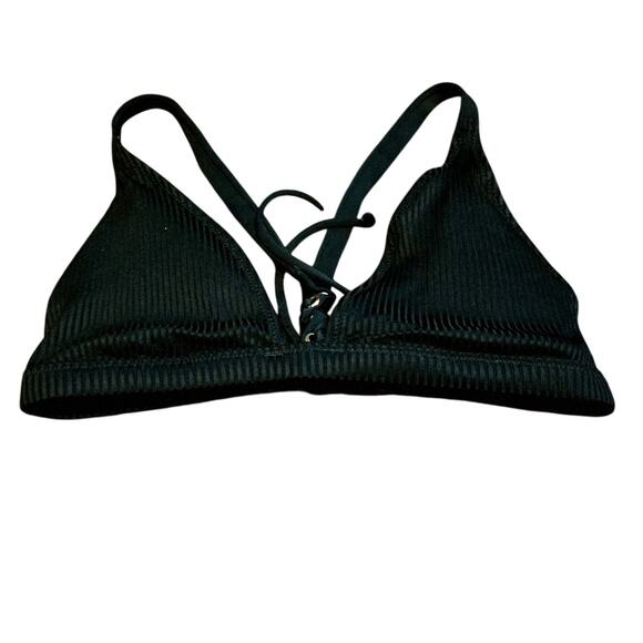 Victoria's Secret black ribbed bikini top size medium - Picture 1 of 3